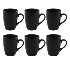 Hrnky na kávu i čaj porcelán sada 6 ks 340 ml černá