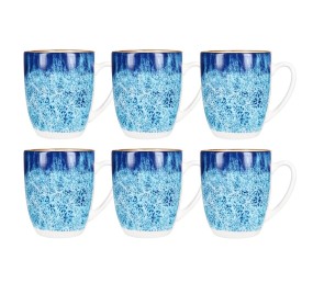 Hrnek na kávu i čaj sada 6 ks porcelán 350 ml OCEAN