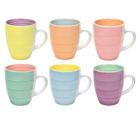 Hrnky na kávu i čaj sada 6 ks 350 ml PASTEL