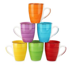 Hrnky na kávu i čaj sada 6 ks 350 ml COLOURS