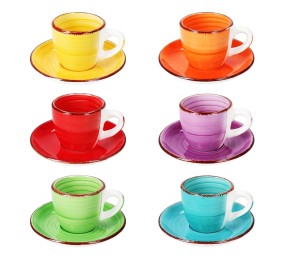Hrnky na espresso s podšálky sada 12 ks 90 ml COLOURS
