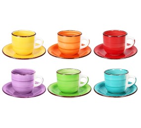 Hrnky na cappuccino s podšálky sada 12 ks 250 ml COLOURS