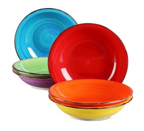 Talíře na polévku hluboké sada 6 ks 21 cm barevné COLOURS