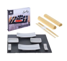 Sushi set porcelán/břidlice/bambus sada 11ks