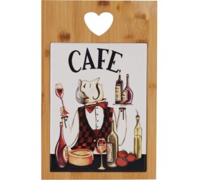 Sevírovací prkénko s keramickou kachlí CAFE