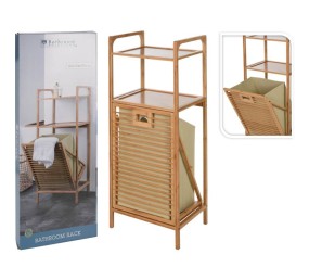 Regál do koupelny s košem na prádlo 95 cm