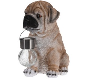 Zahradní dekorace pes se solární lampou Buldog 24 cm