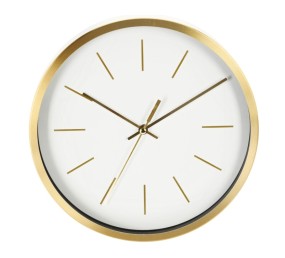 Nástěnné hodiny se zlatým rámem 25 cm bílá