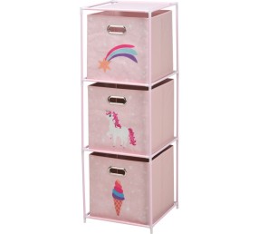 Skříňka se 3 boxy dětská růžová
