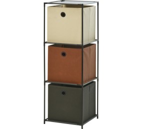 Úložný regál 3 patra s boxy textilní 102 cm